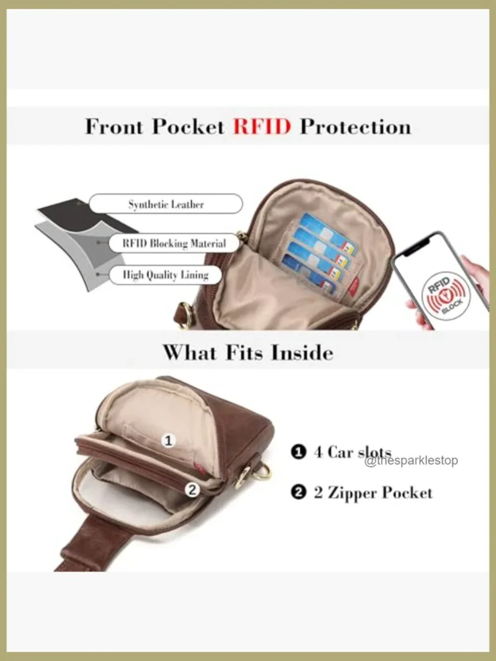 Touchscreen Sling Bag Faux Leather Anti-theft RFID Crossbody Cell Phone Purse